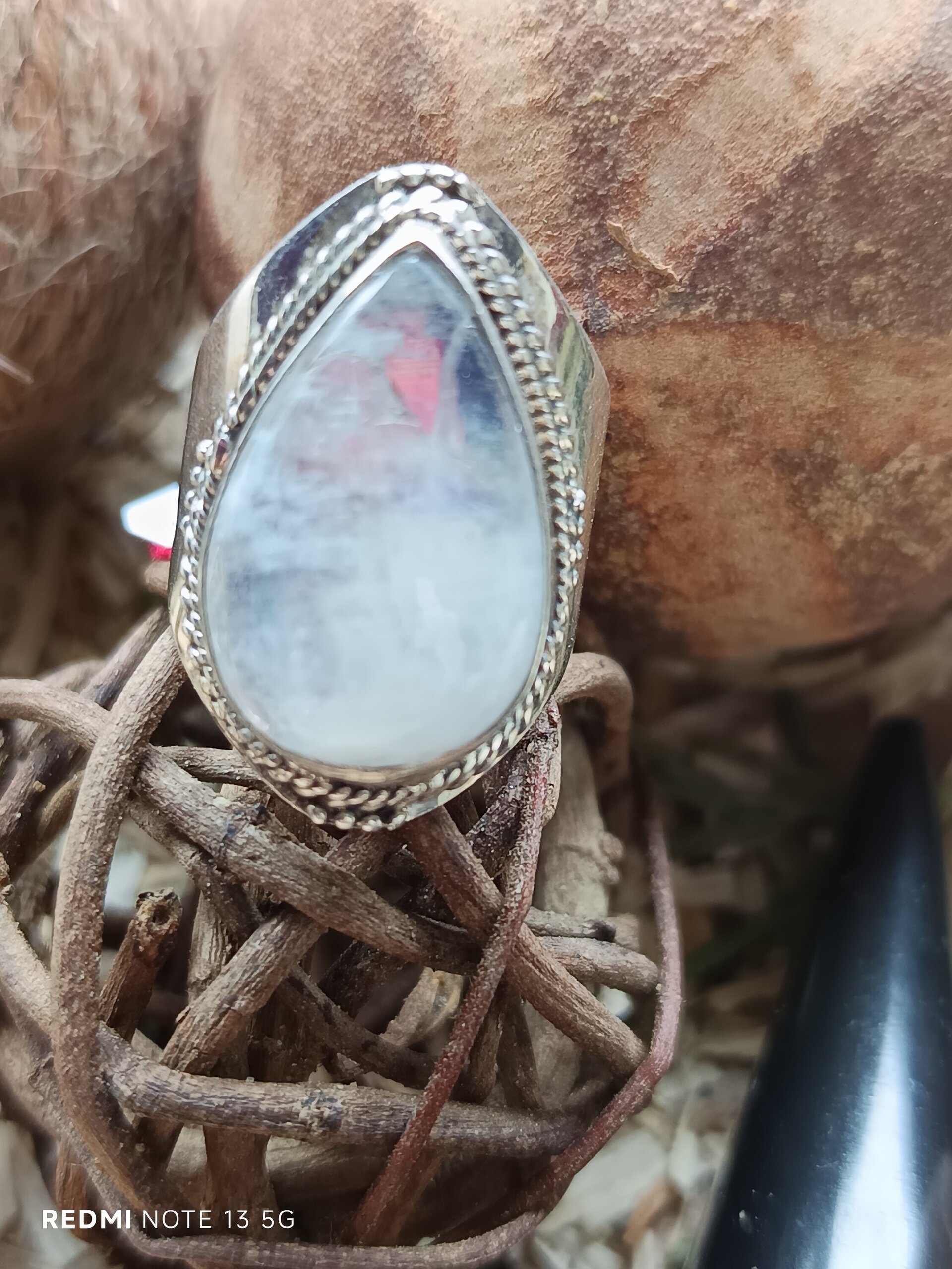 Anillo piedra lunar y plata - 3