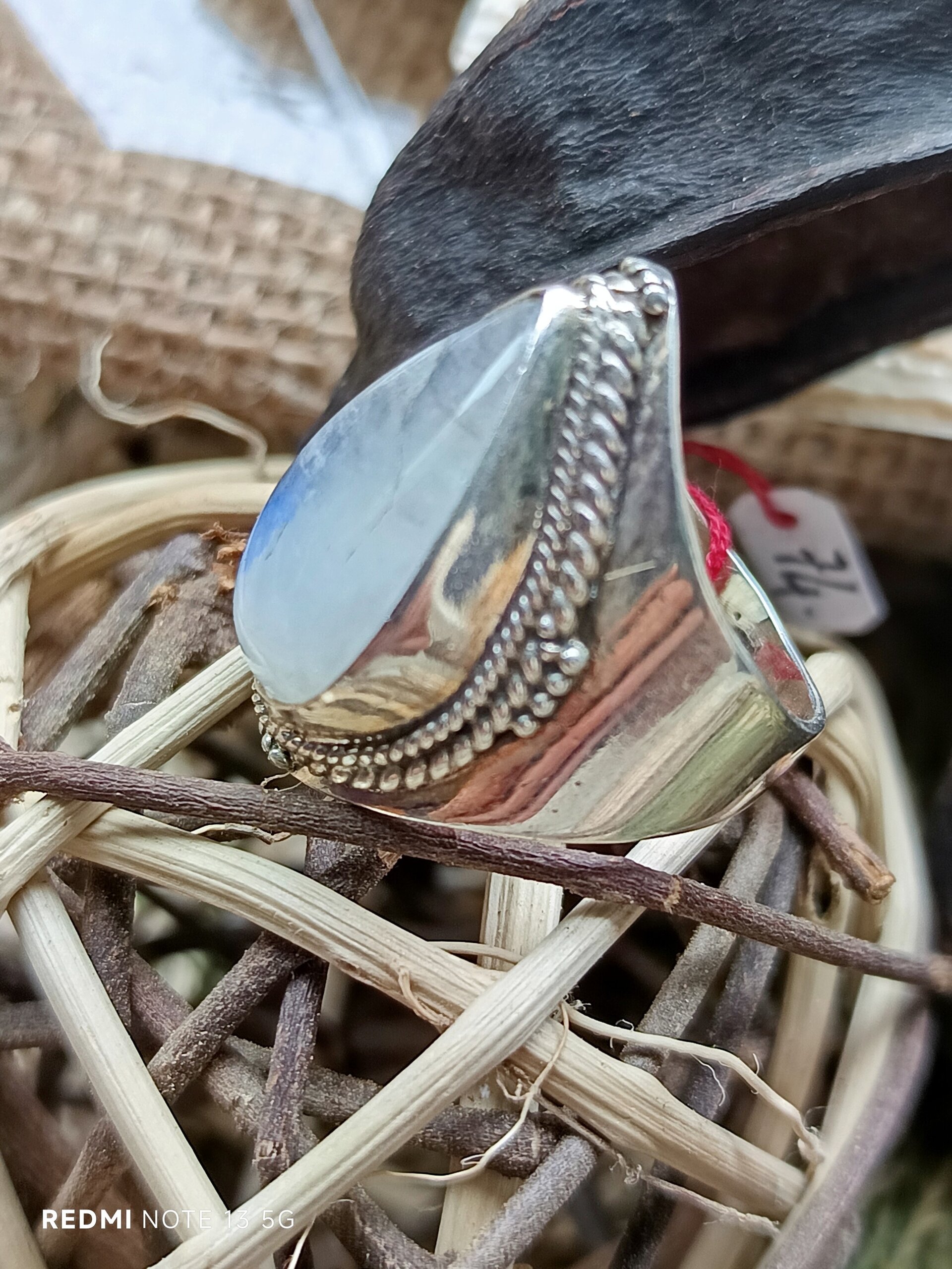 Anillo piedra lunar y plata - 2
